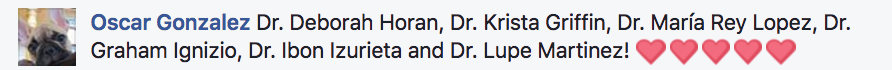 ?Oscar Gonzalez Dr. Deborah Horan, Dr. Krista Griffin, Dr. María Rey Lopez, Dr. Graham Ignizio, Dr. Ibon Izurieta and Dr. Lupe Martinez! 