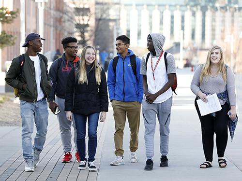 MSU Denver students on campus.