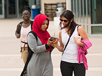 Students walking on campus