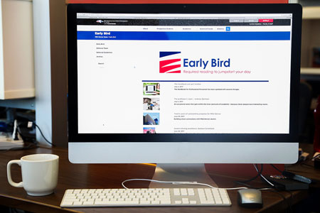 Early Bird on computer screen