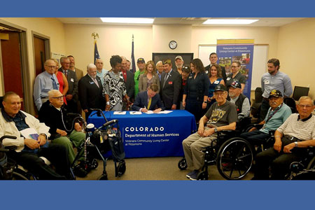  Colorado Gov. John Hickenlooper signed House Bill 17-1004 into law at the Colorado State Veterans Home.