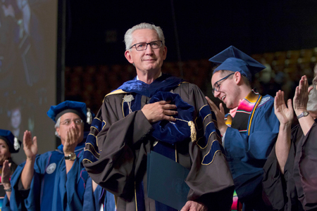 President Stephen Jordan received a proclamation from Colorado Gov. John Hickenlooper during MSU Denver