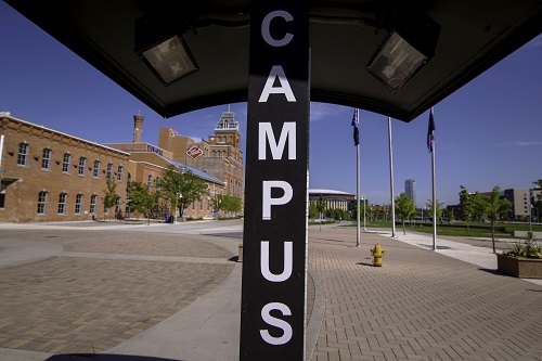 Close up of campus sign on Auraria Campus