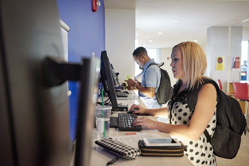 Student using computer