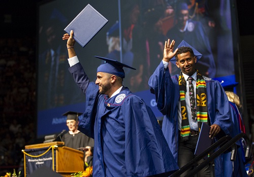 Students celebrating commencement