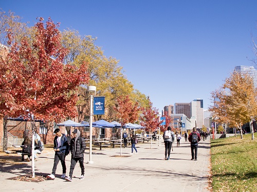 Students walking on campus