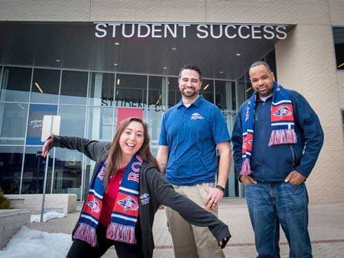 MSU Denver students modeling scarves