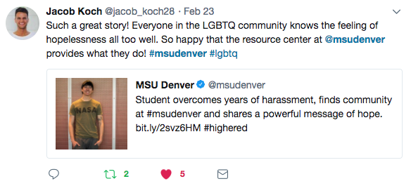 Students are saying some great things about MSU Denver on social media.