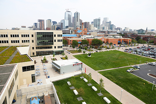 MSU Denver Campus from on top of the Engineering and Aerospace Science Building.