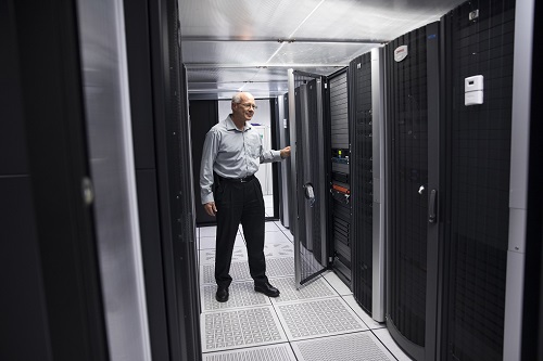 Man standing in server room