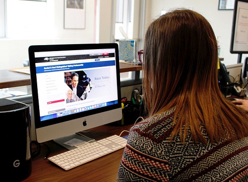 Student sitting at computer