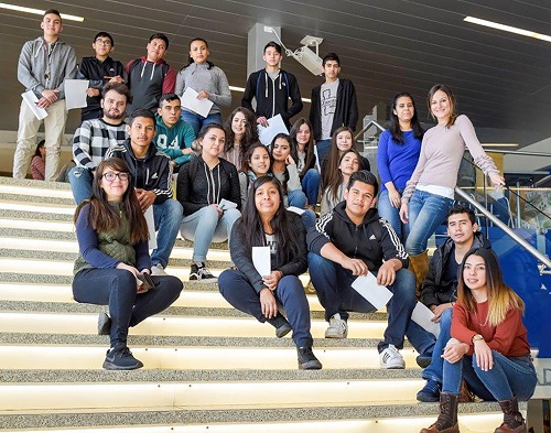 Students sitting on steps