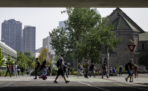 Students walking on MSU Denver campus