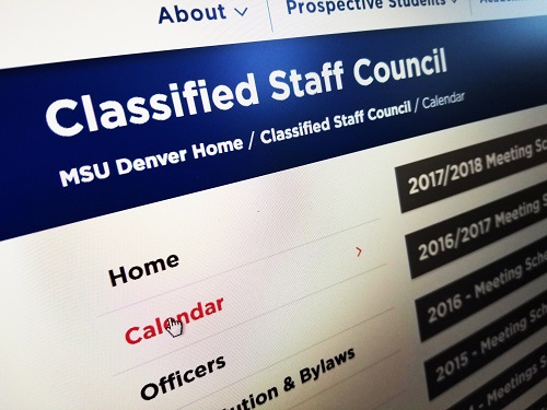 close up of classified staff council website