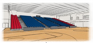 Rendering of new bleacher design in PE Events Building