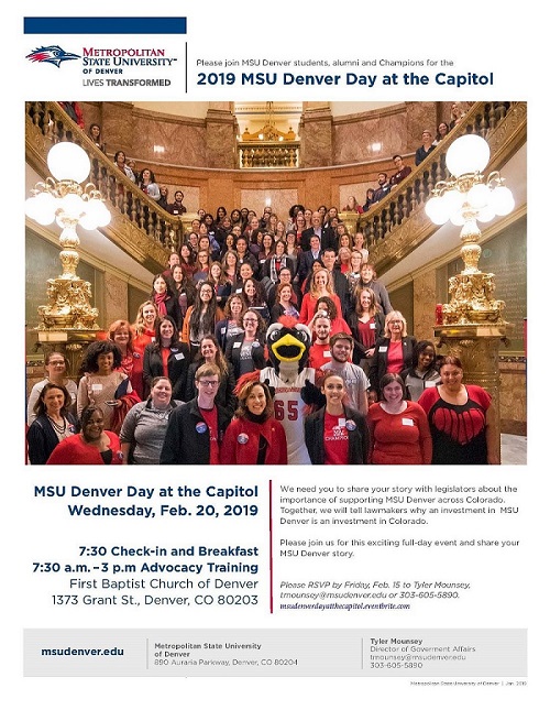 MSU Denver Day at the Capitol flyer