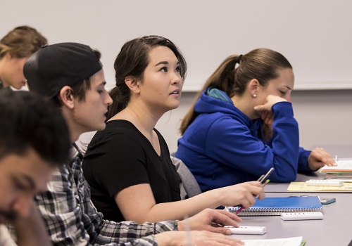 Students sitting in classroom listening to lecture