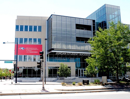 Jordan Student Success Building seen from Auraria Parkway