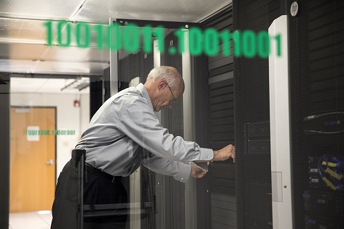 Man in server room