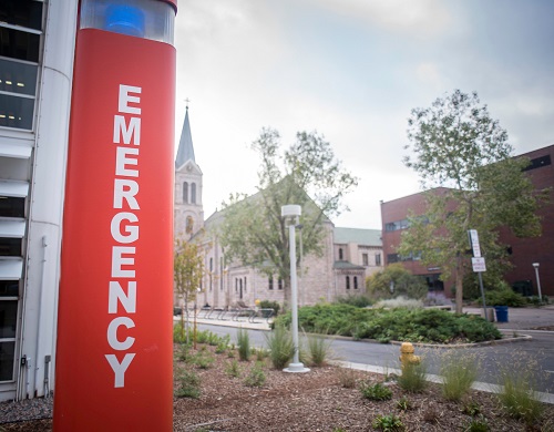 Emergency sign on Auraria Campus