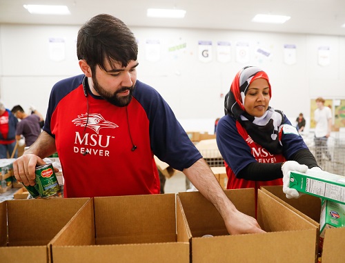 MSU Denver employees volunteering at food bank