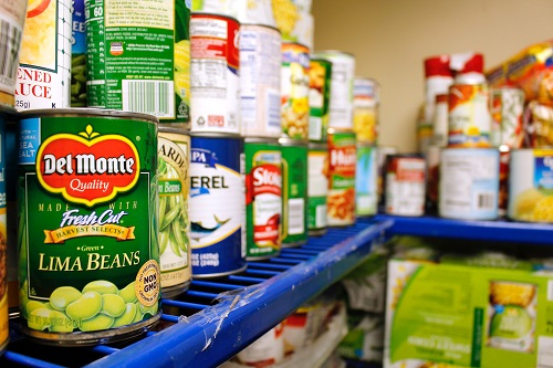 Canned food on a shelf