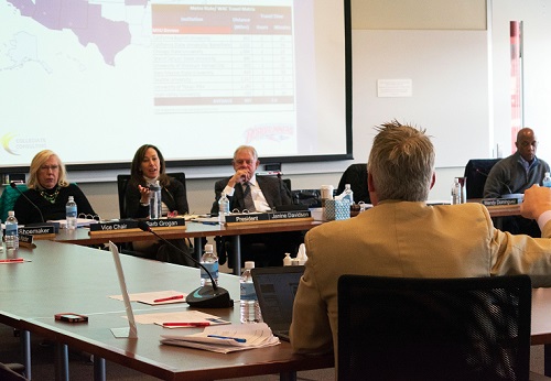 Board of Trustees meeting in progress with members around the table