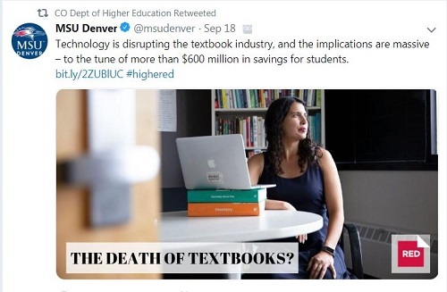 Screenshot from Colorado Department of Higher Education Twitter account