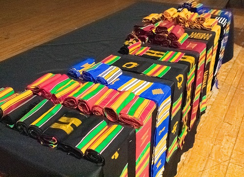 Graduation stoles honoring African, Black, African-American, Caribbean cultures.