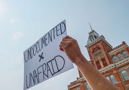 Undocumented and unafraid protest sign.