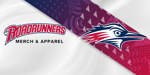 Roadrunners logo: "Merch and Apparel"