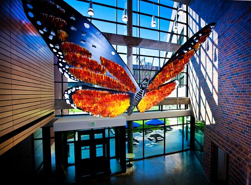 Butterfly sculpture in Science Building